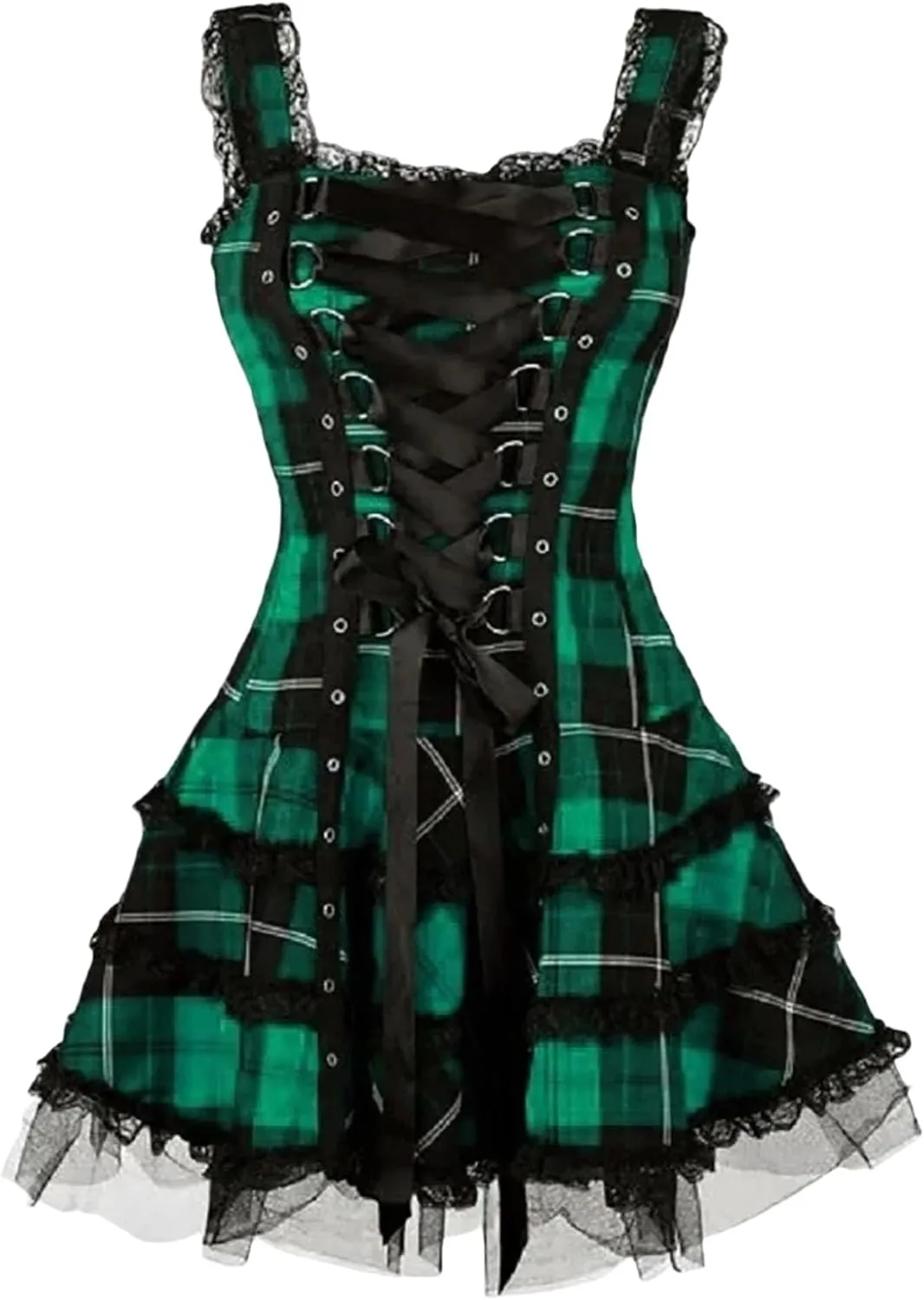Womens Summer Dresses for Women Gothic Dress Mesh Plus-size Lace Strapless Gothic Clothes for Women Medieval Dress