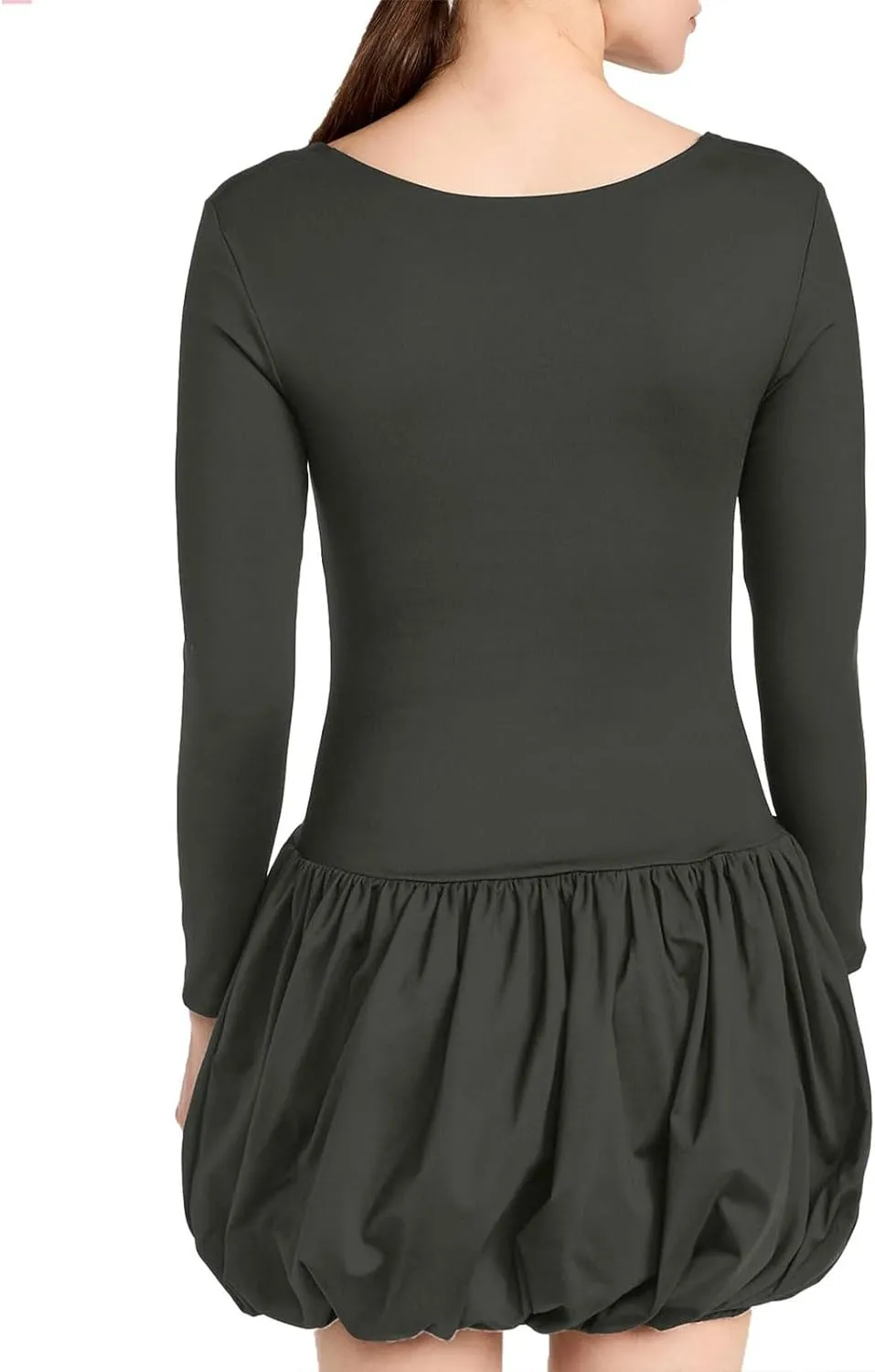Womens Summer Dresses Sexy Bubble Mini Dress Square Neck Long Sleeve Color Block Skirts Slim Fit Party Dresses