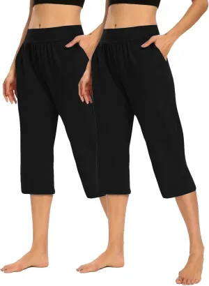 Women's Sweatpants 2 Piece High Waist Yoga Pants Tummy Control Yoga Pants Loose Fit Casual Work Pants with Pockets