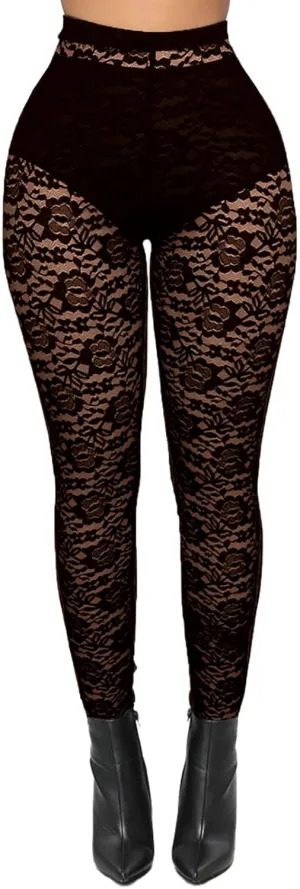 Women's Tie Dye Mesh Legging - High Waist Sheer Pantihose Long Pants Stretchy Tights Clubwear Closed Toe
