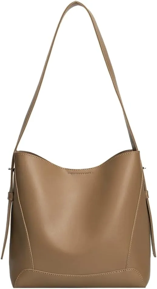 Women's Trendy Tote Bag Vegan Leather Shoulder Crossbody Purse Large Bucket Handbag Soft Top Handle Satchel