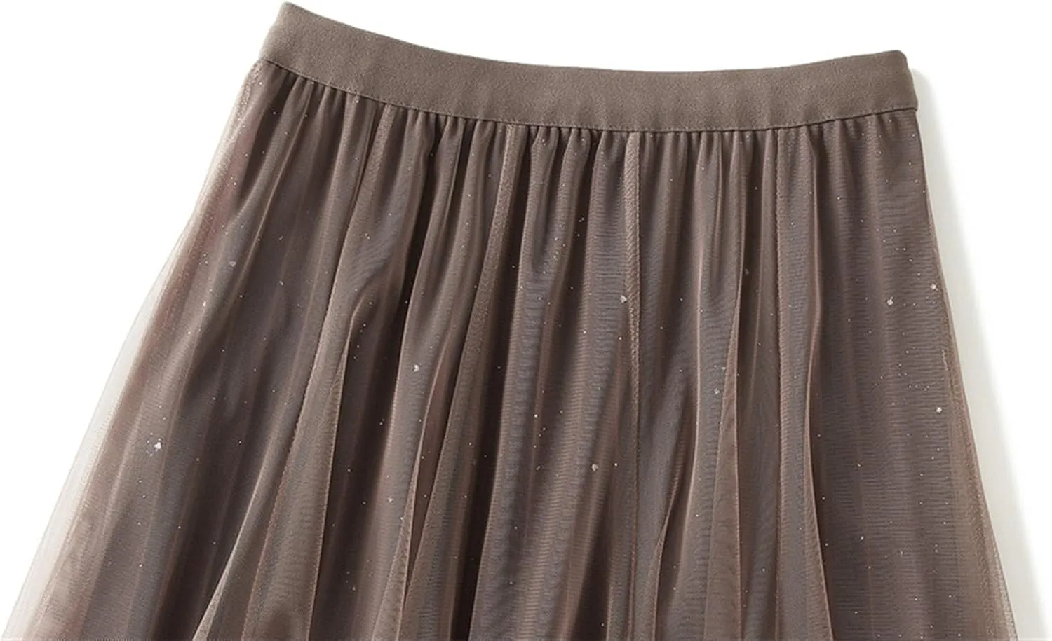 Women's Tulle Skirt Gradient Color Ruffles Pleated Midi Skirts Elastic Waist Maxi Skirt