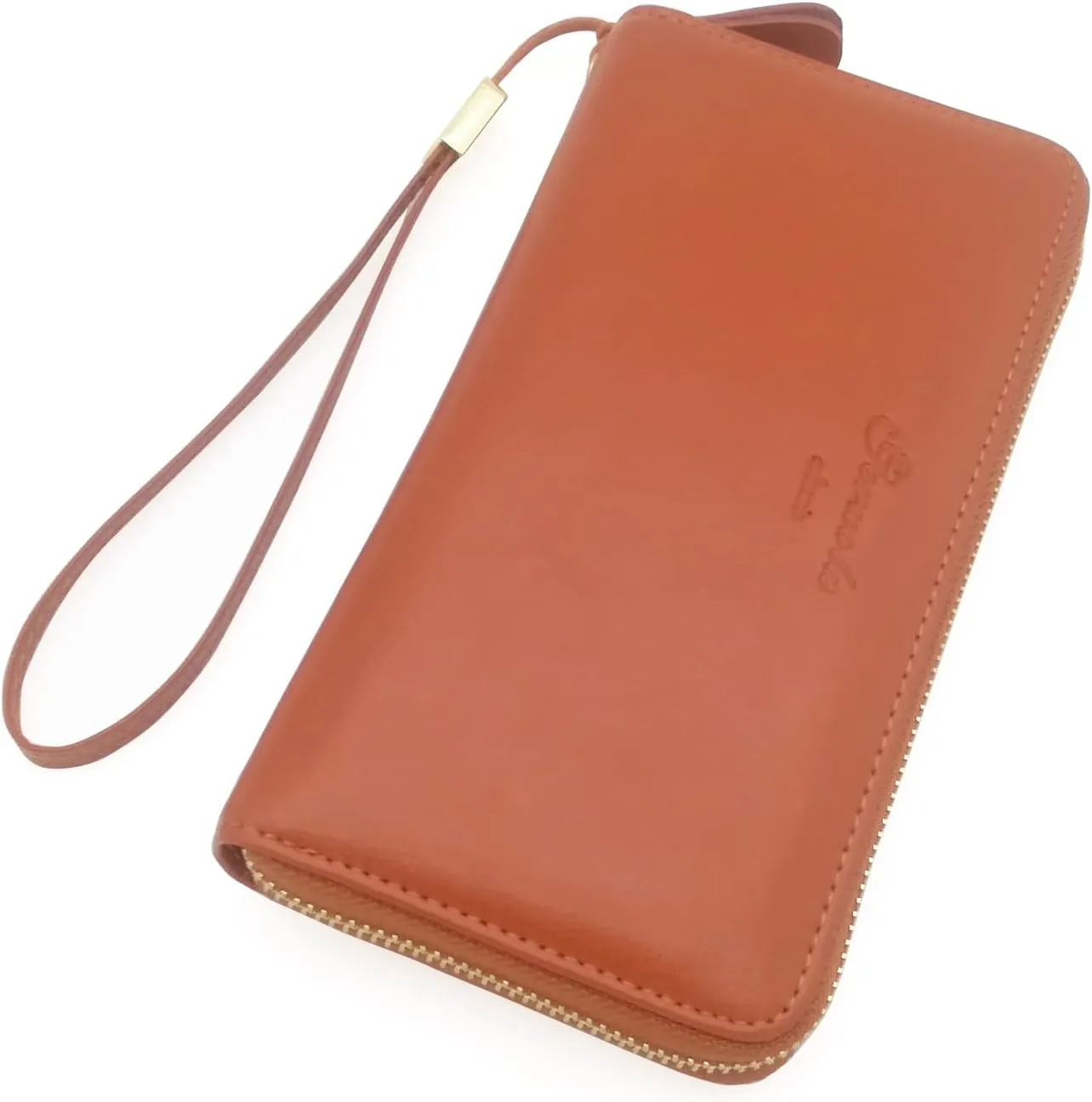 Womens Wallet Genuine Leather RFID Blocking Wristlet Long Purse, Large Capacity Clutch Zip Card Holder, Gift for Mom Wife Ladies (Classic Brown)