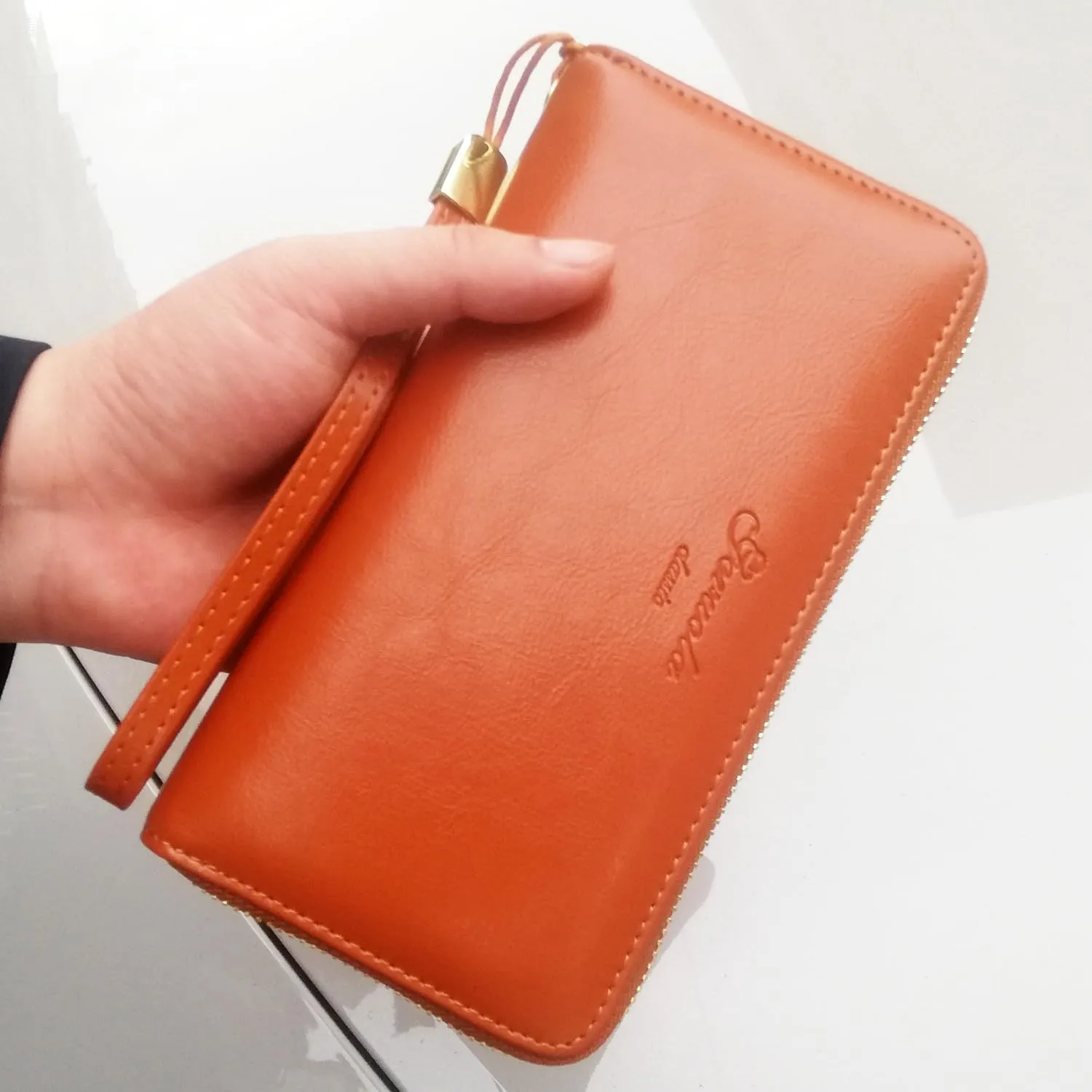 Womens Wallet Genuine Leather RFID Blocking Wristlet Long Purse, Large Capacity Clutch Zip Card Holder, Gift for Mom Wife Ladies (Classic Brown)