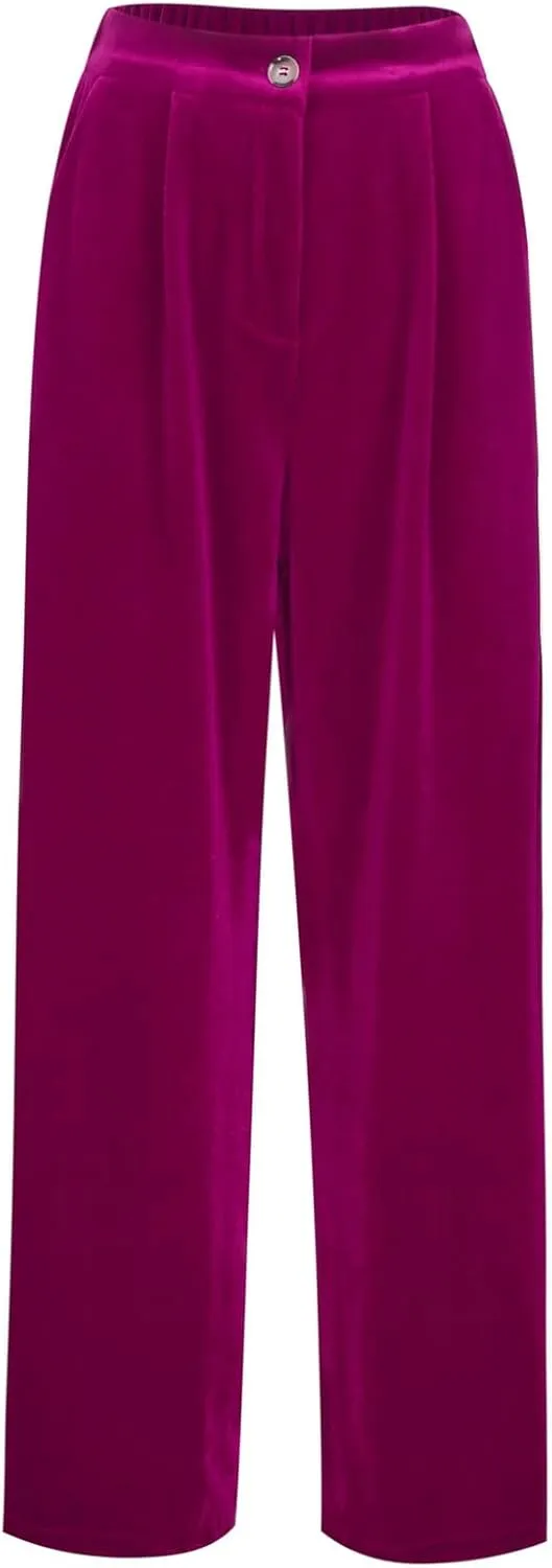 Womens Wide Leg Pants High Waist Corduroy Trousers Fall Winter Suede Button Temperament Elegant Commuting Casual Pant
