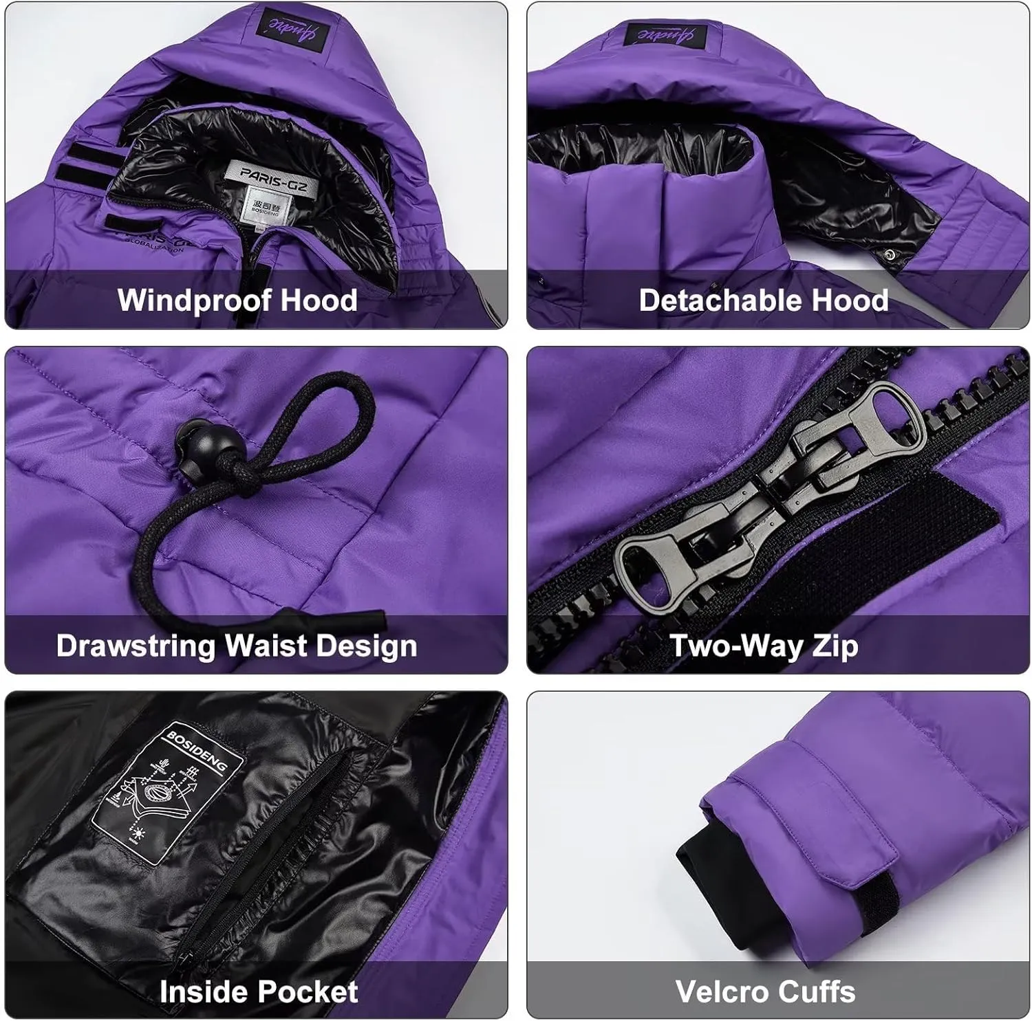 Women's Winter Down Jacket Removable Hood, Waisted Puffer Down Jacket Workwear Thickened Coat.