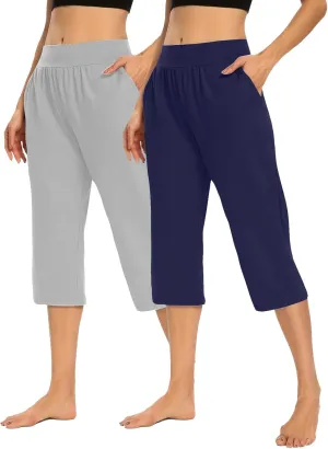 Women's Yoga Pants High Waist 2 Piece Yoga Pants Fashion Tummy Control Leggings Loose Fit Casual Work Pants