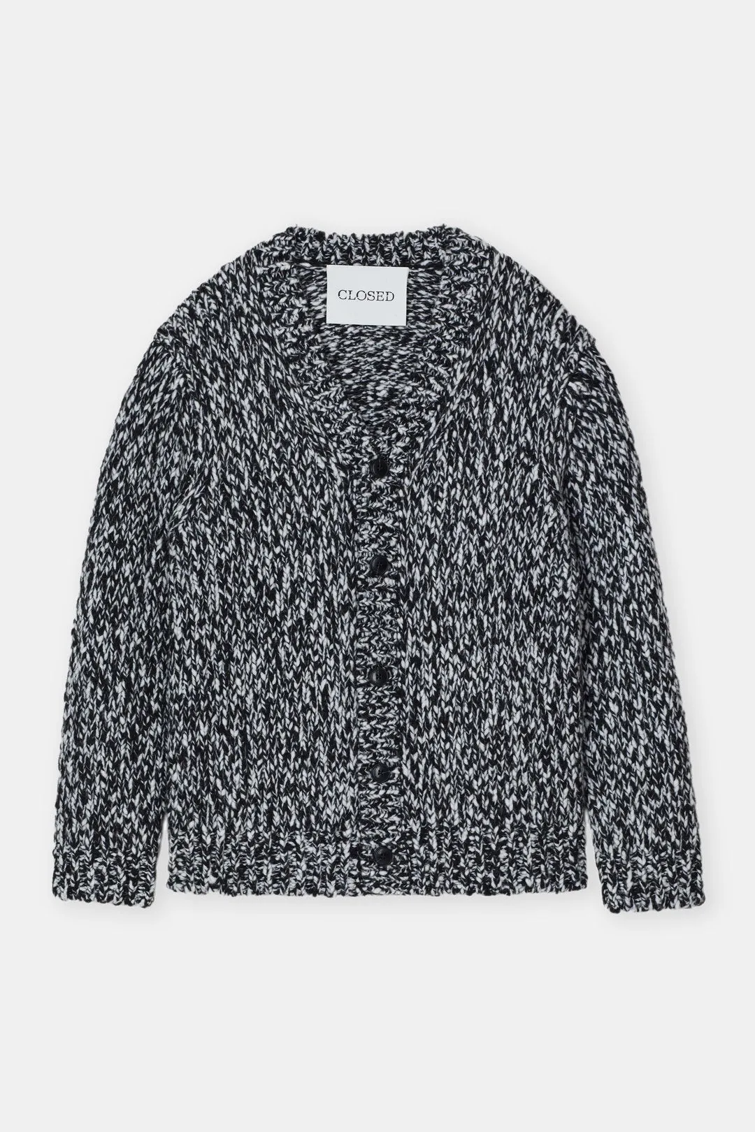 Wool Blend Cardigan - Black Marl