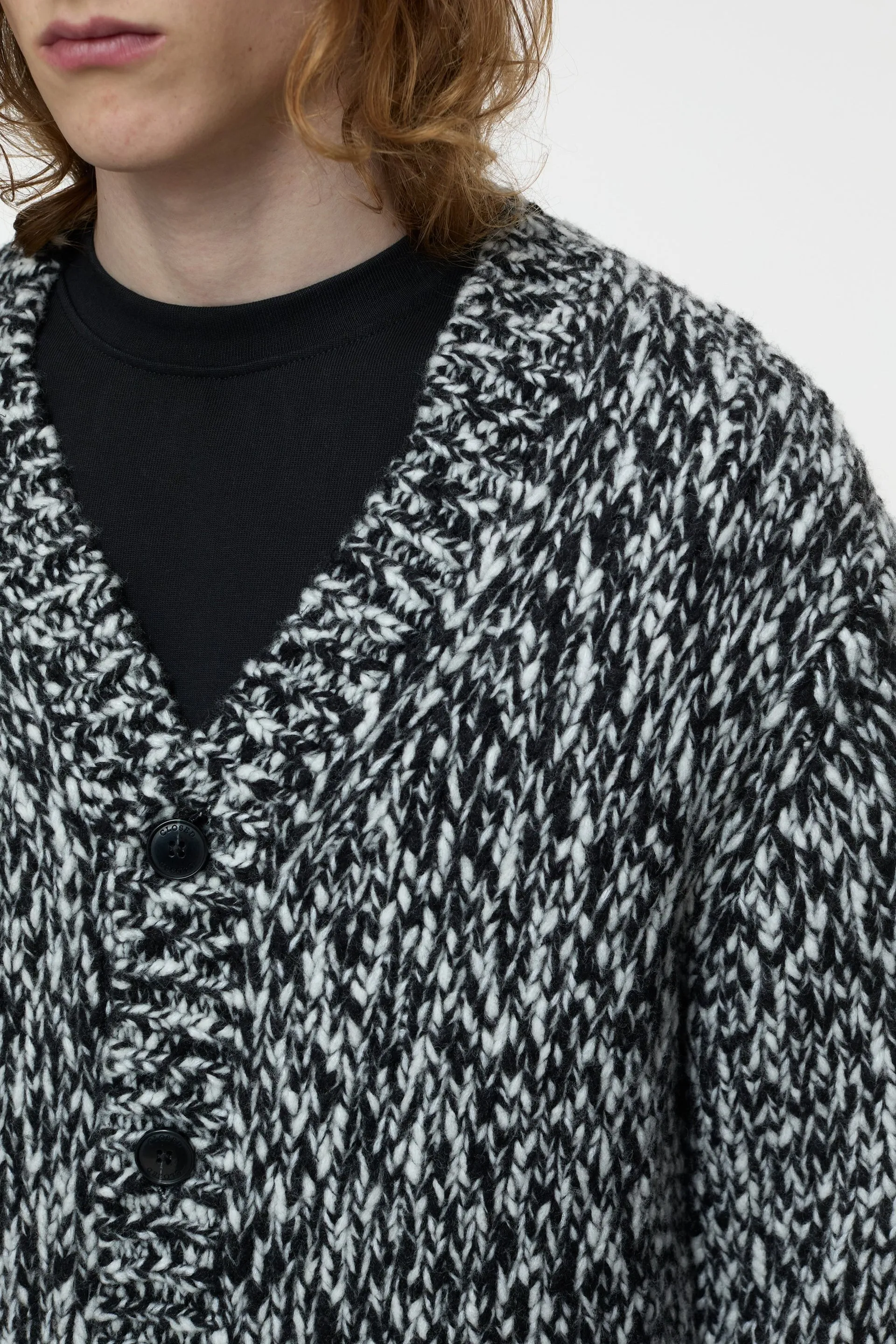 Wool Blend Cardigan - Black Marl