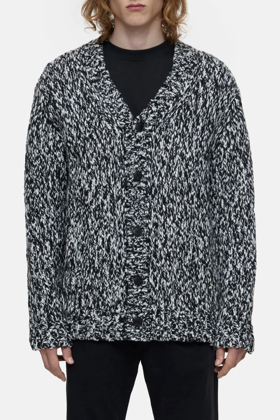 Wool Blend Cardigan - Black Marl