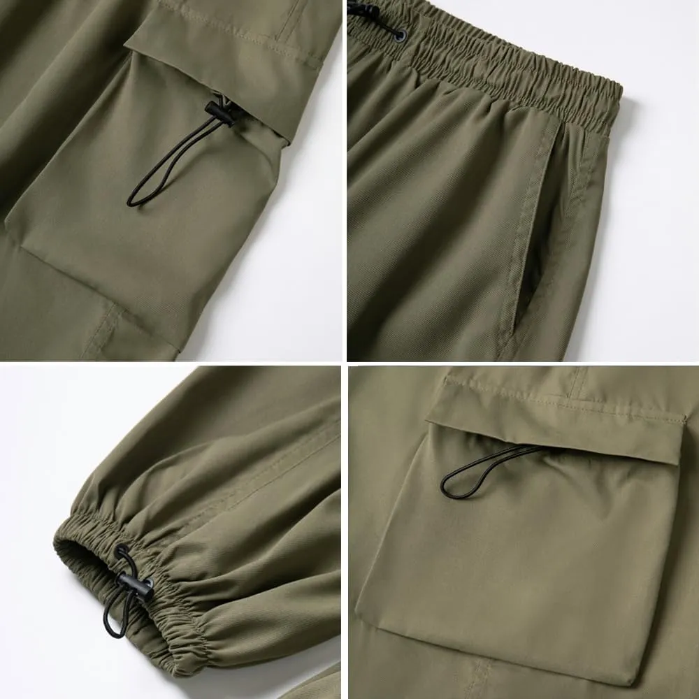 WZIKAI Men's Baggy Cargo Pants Casual Parachute Cargo Pants Loose Fit Hip Hop Harem Pants with Pockets