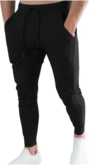 Xiaojmake Mens Tapered Jogger Casual Drawstring Elastic Waist Workout Sweatpants Slim Fit Gym Training Running Track Pants
