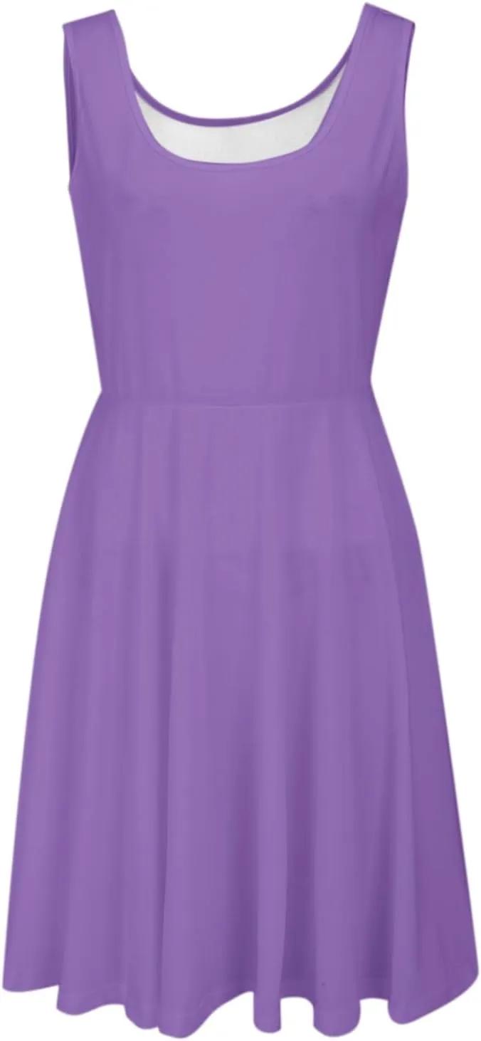 XOWRTE Women's 2025 Summer Sleeveless Sundress Casual Spring Beach Vacation Crewneck Shift Swing Tank Dress Solid Mini Dress
