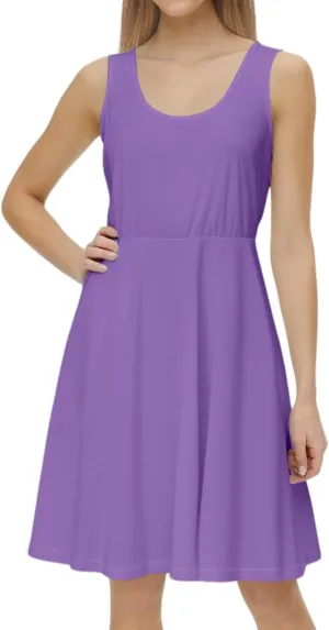XOWRTE Women's 2025 Summer Sleeveless Sundress Casual Spring Beach Vacation Crewneck Shift Swing Tank Dress Solid Mini Dress