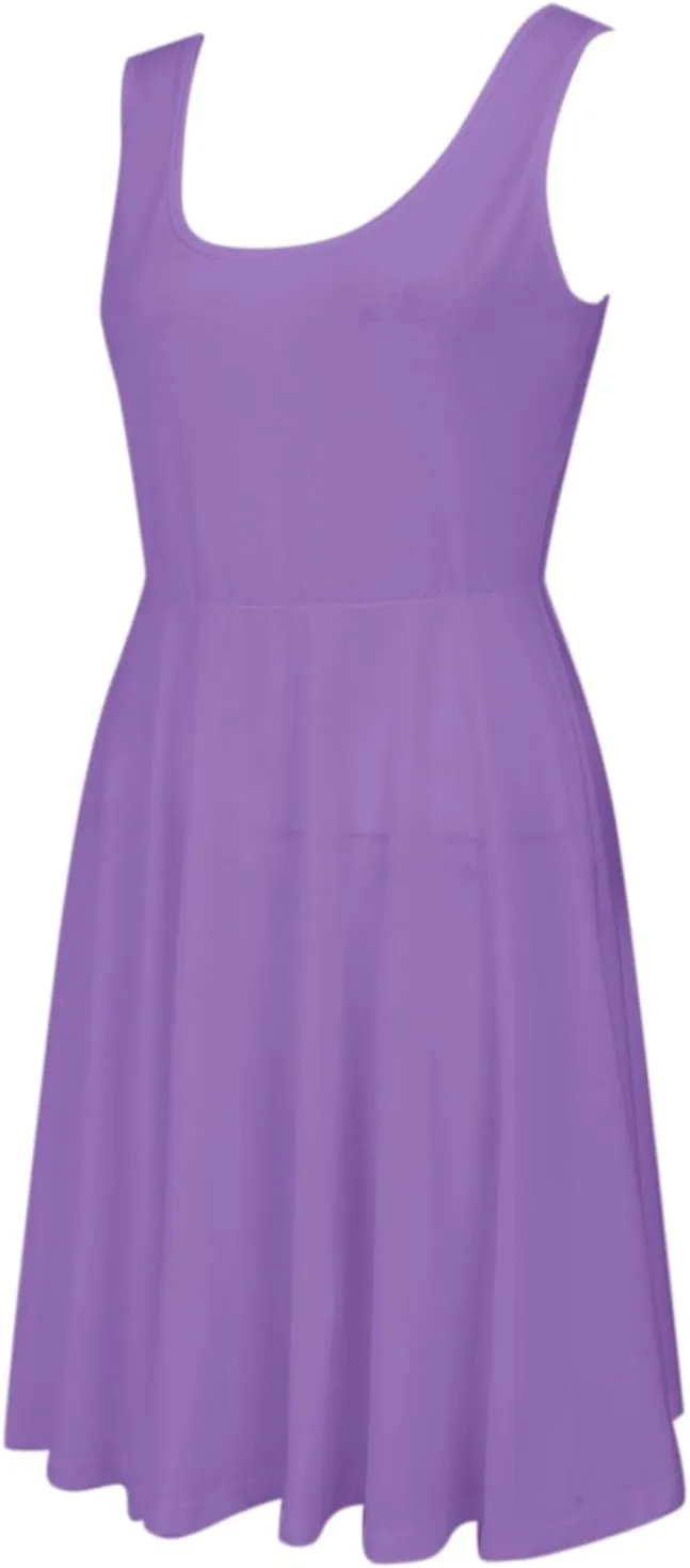 XOWRTE Women's 2025 Summer Sleeveless Sundress Casual Spring Beach Vacation Crewneck Shift Swing Tank Dress Solid Mini Dress