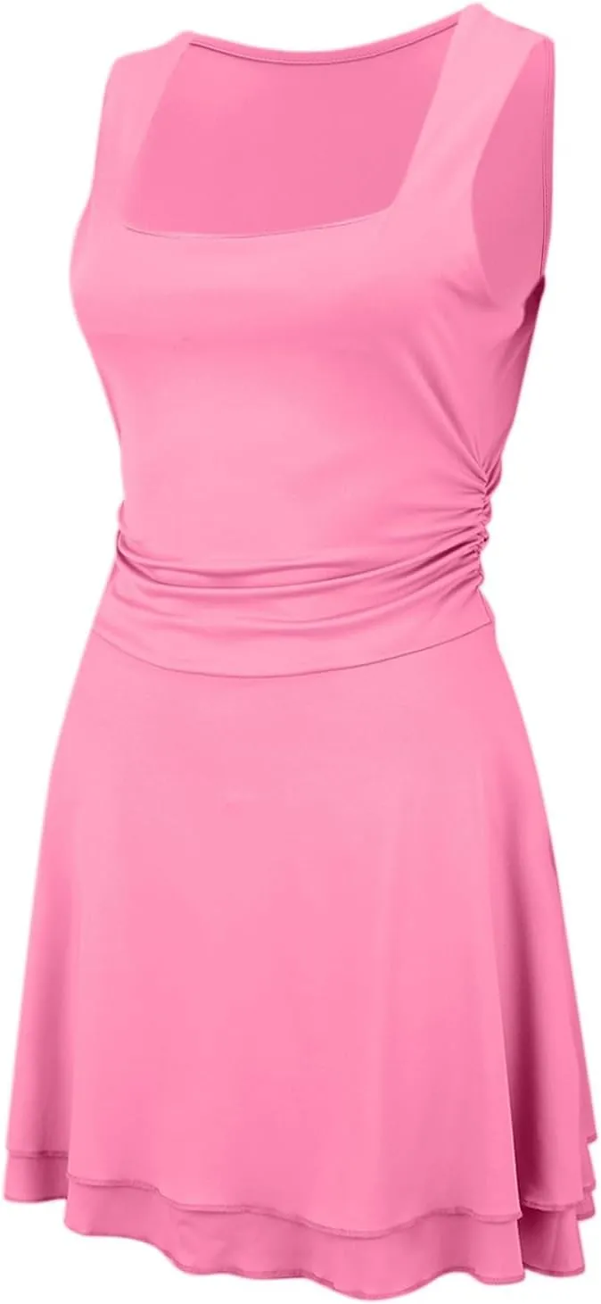 XOWRTE Women's Sexy Square Neck Mini Dress Ruffle Tight Short Bodycon Cocktail Dress Evening Dresses Party Sundress Clubwear
