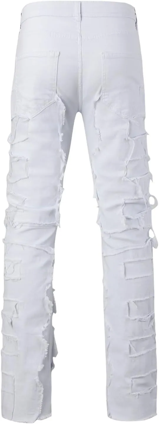 Y2K Clothing Men Stacked Jeans Slim Fit Stretch Y2K Hip Hop Streetwear Denim Pants Fashion Aesthetic Straight Leg Trousers