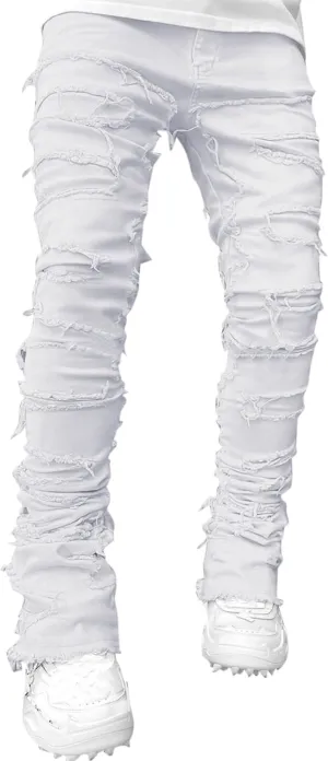 Y2K Clothing Men Stacked Jeans Slim Fit Stretch Y2K Hip Hop Streetwear Denim Pants Fashion Aesthetic Straight Leg Trousers