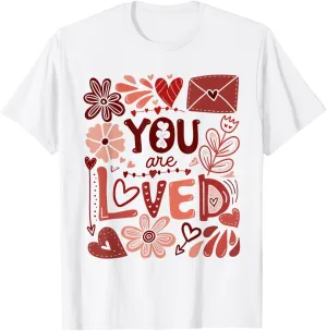 You Are Loved Boho Valentine Floral Valentines Day Women T-Shirt