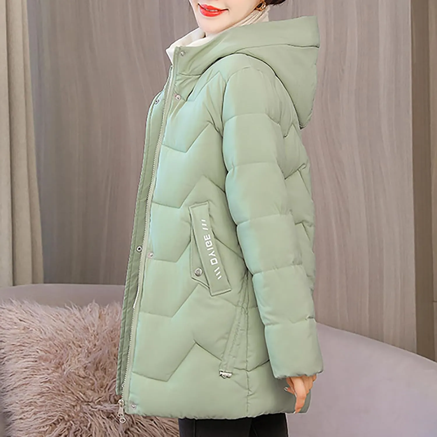 YRAETENM Womens Puffer Jacket Warm Long Zip up Hooded down Coats Heavyweight Quilted Coat Winter Outerwear with Pockets