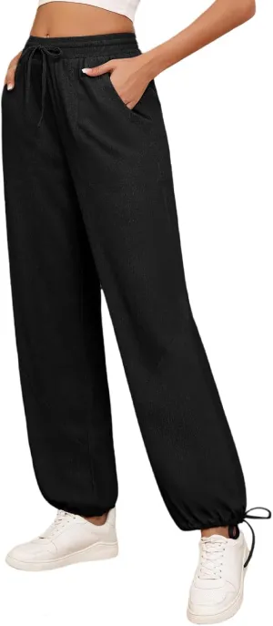 ZAFUL Womens Comfy Yoga Jogger Pants Pockets Wide Leg Palazzo Pants Boho Beach Slack Textured Trousers