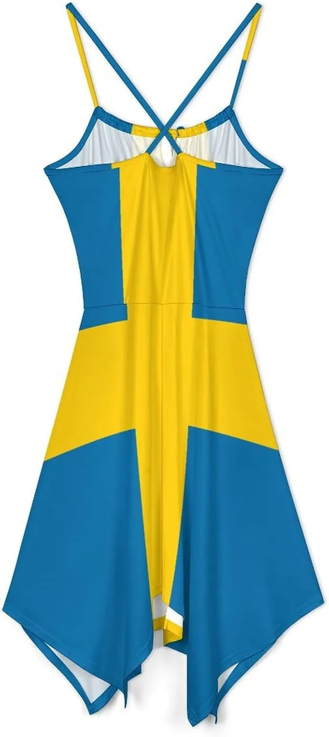 Zakqeik Women's Transgender Pride Flag Camisole Dress Summer Midi Dress Party Casual Dress